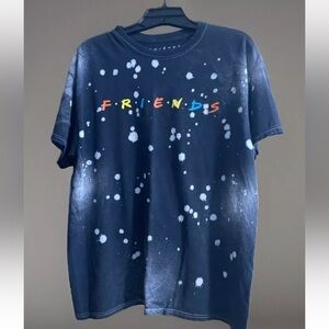 Friends TV Show ALL-OVER Graphic Color Logo T-Shirt Black White PolkaDot  Sz. Lg